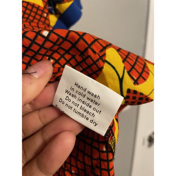 Mae Otti Shirt Womens 2XL Red Blue Yellow Button Up African Print Artsy NWT READ - Picture 7 of 11